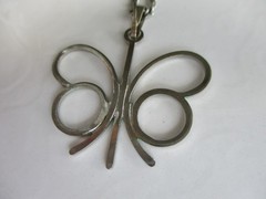 VINTAGE SARAH COVENTRY BUTTERFLY PENDANT NECKLACE SILVERTONE 18″ & RING