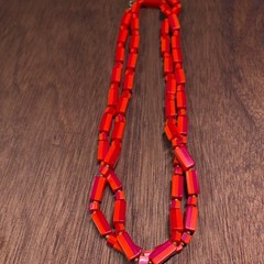 Vintage Red/Orange Necklace 56″in Long.