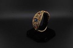 Vintage La Roco Midcentury Goldtone Tri Panel Bracelet Multitone Rhinestones