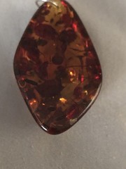 Vintage Baltic Amber Marquise Pendant Translucent Cognac Brown Orange Large