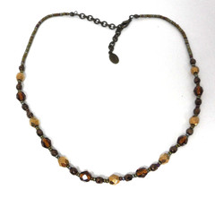 Express Beaded Choker Necklace Seed Beads Multi Metal Dainty Fall Tones Autumnal