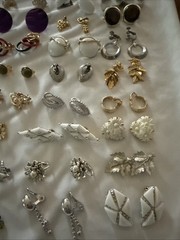 Lot of 50 Pair Vintage Costume Clip On Earrings Various Sizes & Shapes