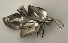 Vintage Theodor Klotz 835 German Silver Brooch Baby Tooth Pearl TEKA Germany Pin