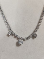 Rhinestone Choker Necklace Silvertone 1950s-1960s Vintage 15 Inches Hook Clasp