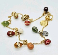 Joan Rivers Red Cross Heart Elephant Swan Basket Connect Necklace 14 Charms