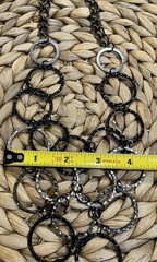 Modernist Hammered Circle Collar Torque Necklace Black Silver Tone Waterfall
