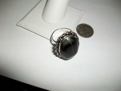 Vintage Black Onyx Oval Ring in 925 Sterling Silver Size 6 1/2
