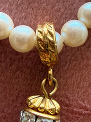 Vintage Liz Claiborne Faux Pearl Necklace with Large Pearl Pendant stamped
