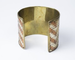 Vintage Jewelry Set Mixed Metal Woven Copper Brass Silver Collar & Cuff Bracelet