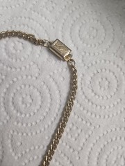 Antique Karu Arke Gold Tone Necklace with Black Enamel and Rhinestone Accents