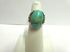 vintage turquoise sterling silver ring sz 5.50 wgt 6.5 grams lg sz stone