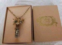 Vintage RARE HTF Retired Kirks Folly Angel Folly Dust Necklace/Pin w/Box 36″