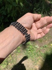 Estate Vintage 1960s Rare Wide Black Jet Rhinestone Vintage Bracelet