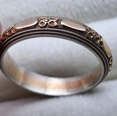 Antique 14K Yellow & White Gold KEEPSAKE 5mm Floral Wedding Band Ring Size 10.75