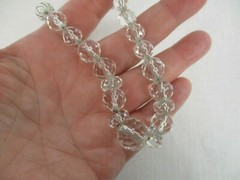 VINTAGE GERMAN ART DECO FACETED CRYSTAL BEAD NECKLACE WITH 935 SILVER CLASP