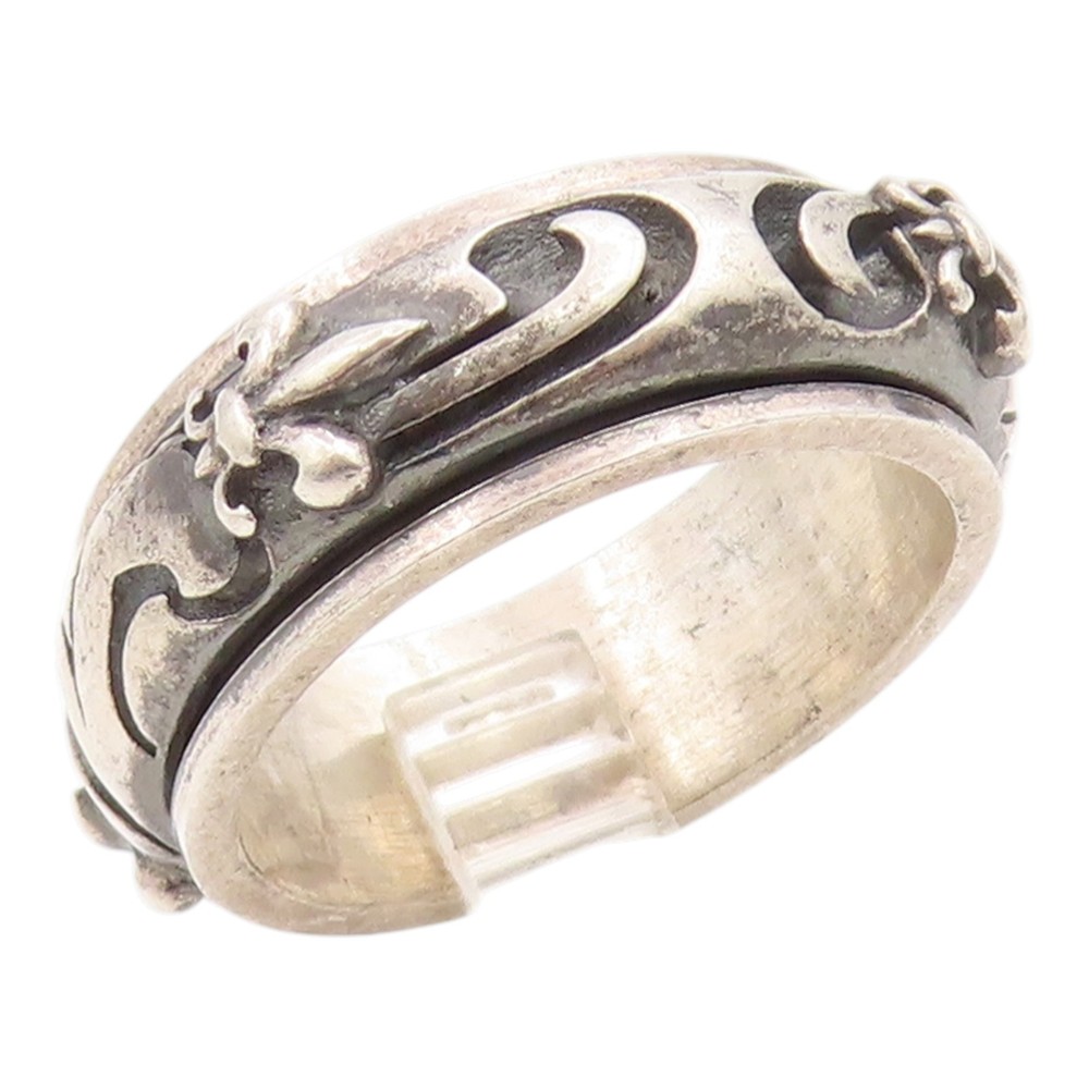 925 Sterling Silver Vintage Ring Floral Scrollwork Spinner Band Sz 10 RG35902