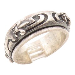 925 Sterling Silver Vintage Ring Floral Scrollwork Spinner Band Sz 10 RG35902