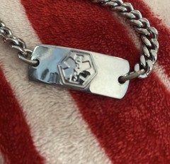 Vintage Diabetic Medical Alert ID Bracelet Silver Tone Curb Link Chain Emergency