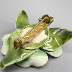 Vintage Dogwood Brooch Ceramic 1.75″