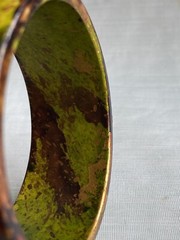Vintage Green Yellow Brown Swirled Bakelite Bangle Bracelet 67mm