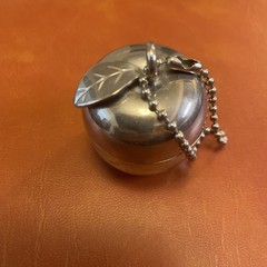 Vintage CHARLIE Revlon Silver Tone Apple Solid Perfume Necklace Pendant
