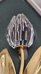 SWAROVSKI~Crystal Memories~**ROSE BROOCH GOLD TONE PIN**~3.25″ Long~Box~COA