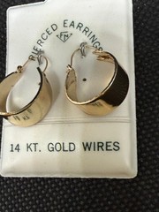 Vintage Solid 14kt Gold Earwire Gold Plated Hoop Earrings 2.6g NOS