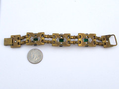Vtg Art Deco 1930’s McClelland Barclay Emerald Green & Clear Rhinestone Bracelet