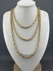 Vintage Monet Necklace Gold Tone Thick Elongated Link Rope Chain Signed 54”