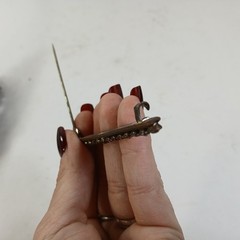Antique Rhinestone Bar Brooch, Prong Set Stones, C Clasp Vintage