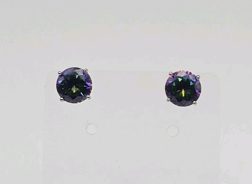 IBB Sterling Silver 1.00ct Mystic Topaz Post Back Earrings