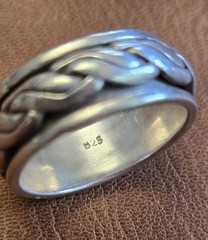 Vintage Woven Braided Spinner Ring 925 Silver Size 9.5