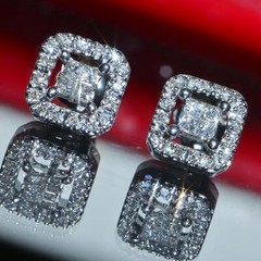 10k w/gold earrings 0.25ct natural diamond invisible set screwback 1.60gr N3650