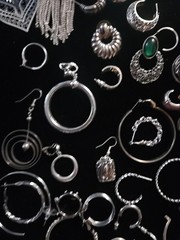 Vintage Silvertone “Single ” Earring Lot of over 50. 8 pairs