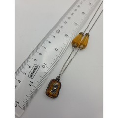 Vintage Art Deco Topaz Glass Bead Chain Czech Style Drop Markasite Necklace READ