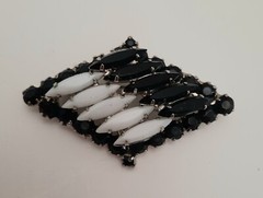 Vintage Black And White Navette Brooch Juliana D & E