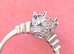 ART DECO STYLE .34 ctw DIAMOND PLATINUM ENGAGEMENT RING MOUNTING set your 1 ct!
