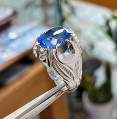 Natural Oval Cut Shape Blue Topaz Ring Top Sterling Silver 925 Band Unique Ring