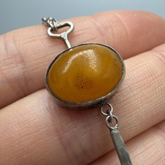 Vintage Soviet 875 Silver Baltic Amber Necklace Chain Pendant Lithuania Marked