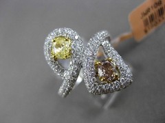 ESTATE LARGE 1.91CTW WHITE & YELLOW DIAMOND 18KT TWO TONE GOLD 3D COCKTAIL RING