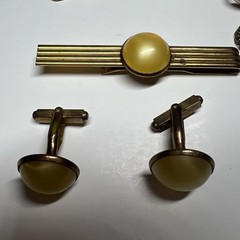 Vintage Mens Cufflinks Tie Bar Lot 6pc Nu-Lok Grape Leaf Scissors Set Spot