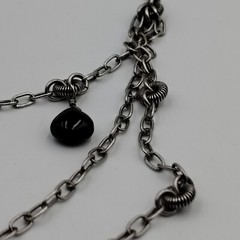 Vintage Silpada Sterling Silver 925 Onyx Textured Links 3 Rows Necklace 15.5″