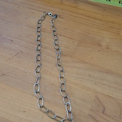 MARCIA MORAN Signed Geometric Oval Open Link Chain Necklace 18 Inch Designer