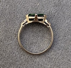 Art Deco JADE & DIAMOND RING, 14K White Gold – c1920, Green Jade Ring (5F141)