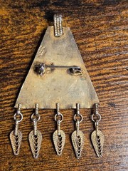 VINTAGE ISRAELI ISRAEL NECKLACE PENDANT BROOCH STER. SILVER .925 HANDMADE