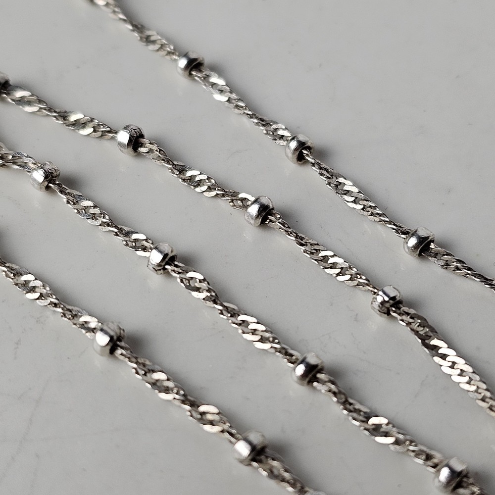 Vintage Italy 925 Sterling Silver Fancy Bead Chain Necklace 15.5″L – 3.32g