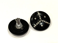 CELEBRITY BLACK GOLD SILVER RHINESTONE ENAMEL POST CLIP ON EARRINGS MCM LOT 20