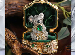 Original Design Green Zircon Koala Brooch Creative Animal Jewelry Pin 4.5*3.2CM