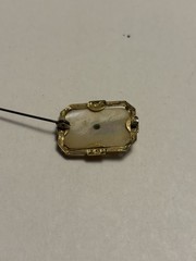 Vintage Art Deco White Mother of Pearl Inset Paste Stone Goldtone Brooch