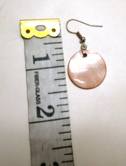 VINTAGE SHELL EARRINGS ROUD SILVER TONE HOOK DROP DANGLE